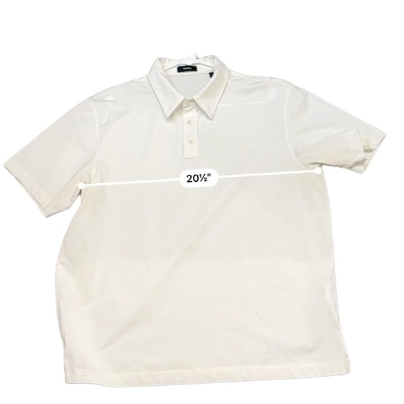 Theory White Knit Polo Shirt Short Sleeve Minimal Clean Fit Mens XL - Picture 9 of 10